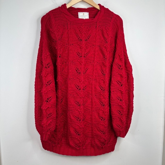 Express Sweaters - VTG Express Tricot Sweater M Oversized Hand Knit Bobble Festive Holiday Cozy 90s